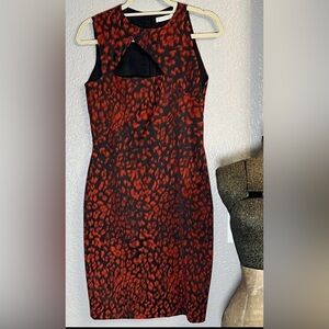 VERSACE COLLECTION RED CUT-OUT SHEETH DRESS